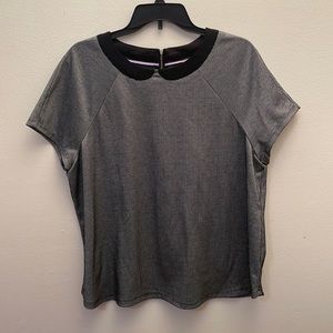 Elle Xtra Large Collar illusion Short Sleeve Blouse